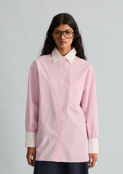 Striped blouse loose — Light Pink