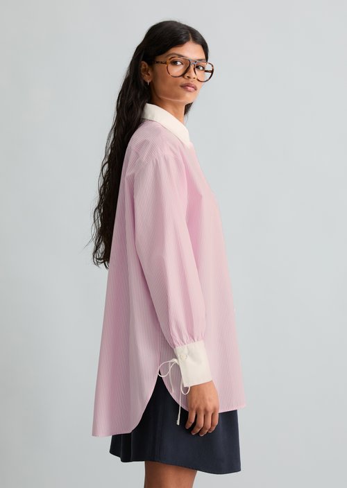 Striped blouse loose — Light Pink