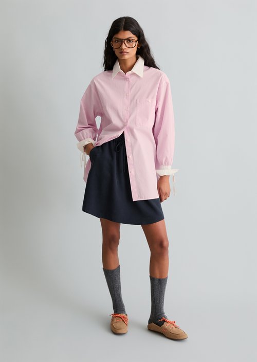 Striped blouse loose — Light Pink