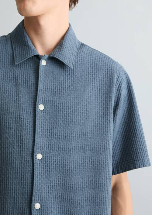 Regular shirt met korte mouwen Cadet Blue in detailaanzicht