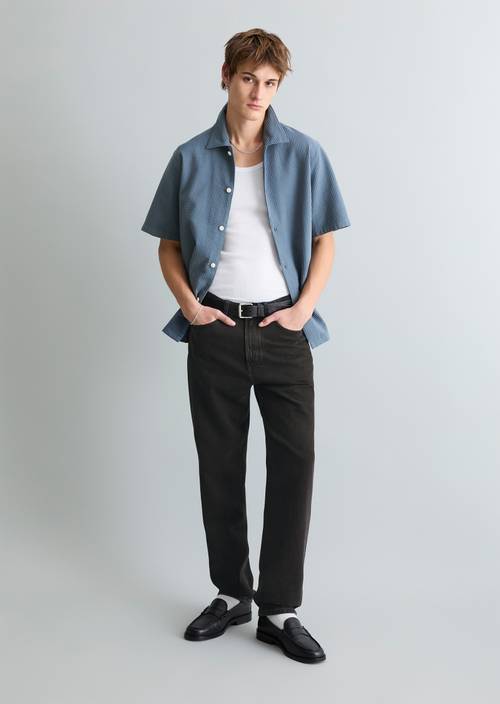 Regular shirt met korte mouwen Cadet Blue in vooraanzicht