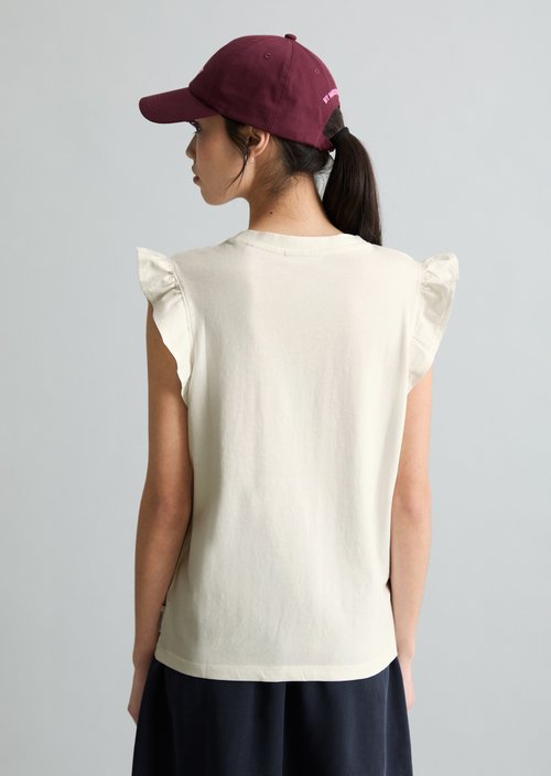 Regular flounce T-shirt — Silky White