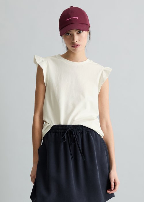 Regular flounce T-shirt — Silky White