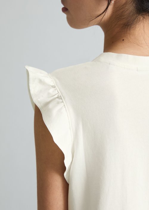Regular flounce T-shirt — Silky White