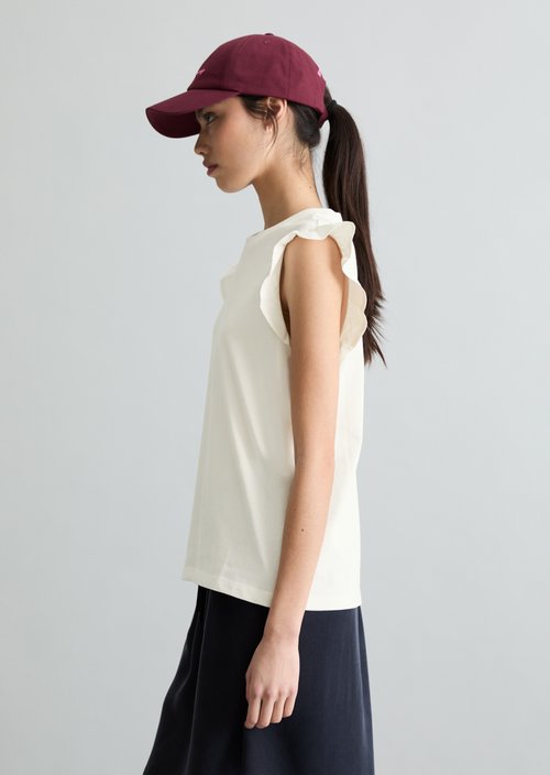 Regular flounce T-shirt — Silky White
