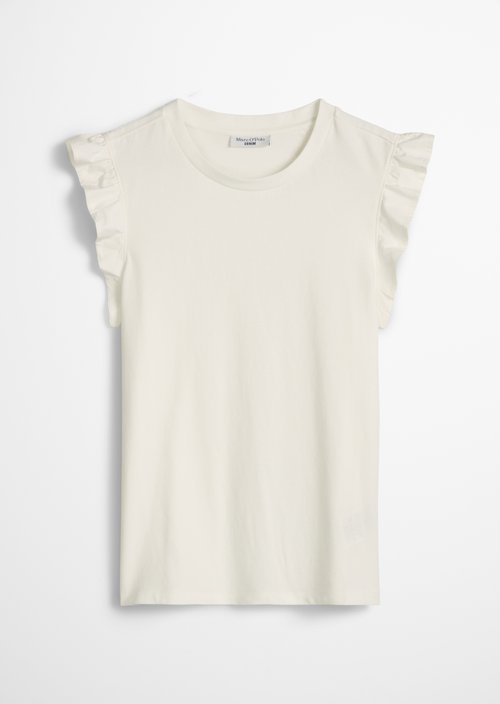 Regular flounce T-shirt — Silky White