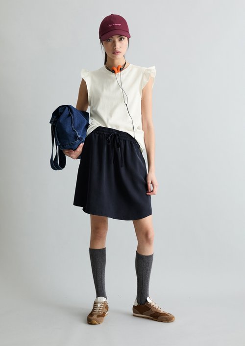 Regular flounce T-shirt — Silky White