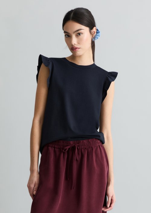 Regular flounce T-shirt — Blue Depths