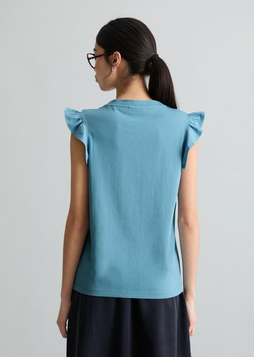 Regular flounce T-shirt — Blue Dawn
