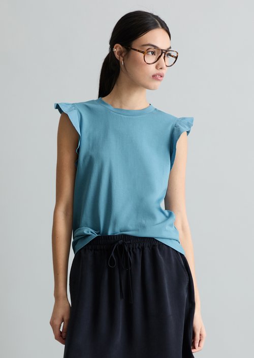 Regular flounce T-shirt — Blue Dawn