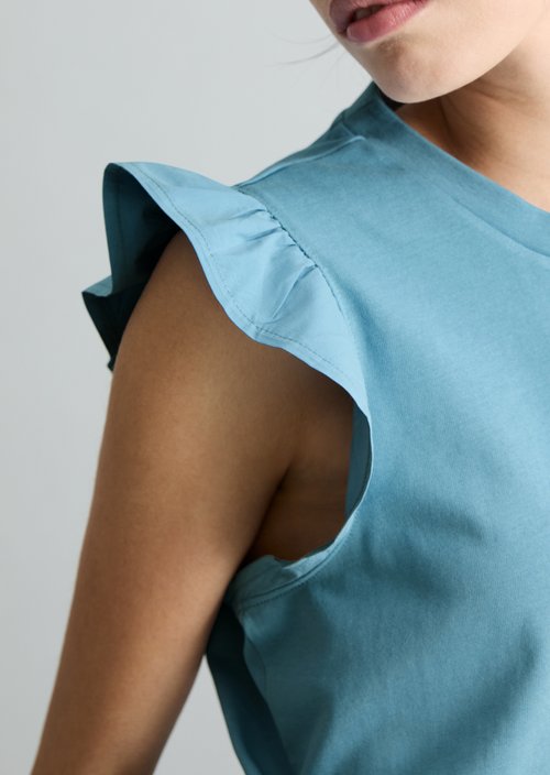 Regular flounce T-shirt — Blue Dawn