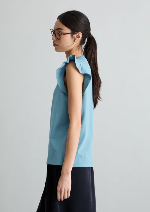 Regular flounce T-shirt — Blue Dawn