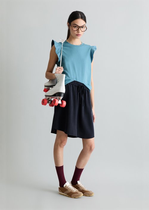 Regular flounce T-shirt — Blue Dawn