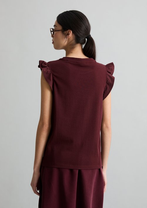 Regular flounce T-shirt — Merlot Red