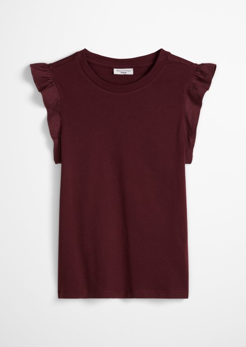 Regular flounce T-shirt — Merlot Red