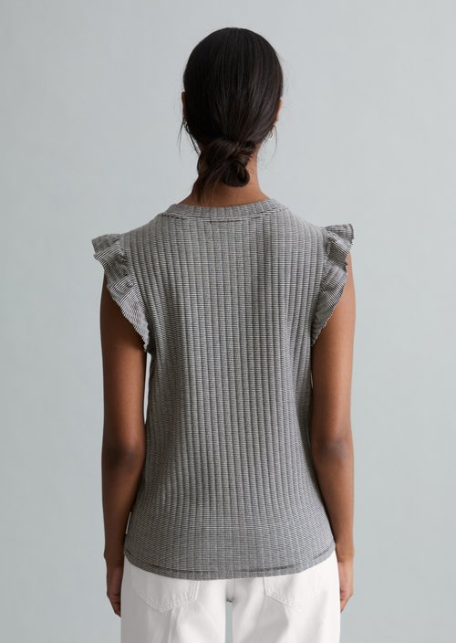 Regular sleeveless flounce top — Dark Blue