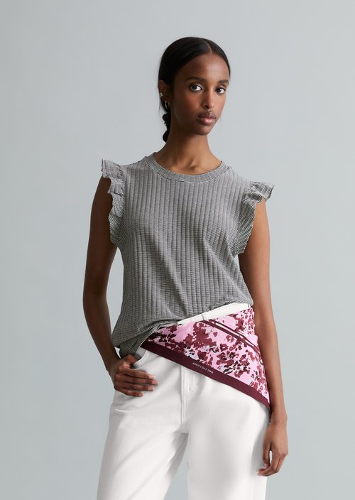 Regular sleeveless flounce top — Dark Blue