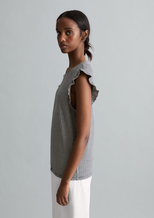 Regular sleeveless flounce top — Dark Blue