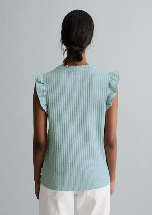 Regular sleeveless flounce top — Light Blue