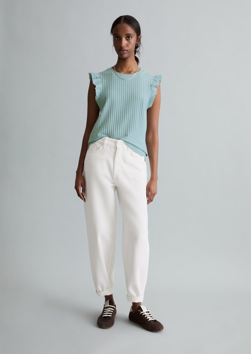 Regular sleeveless flounce top — Light Blue