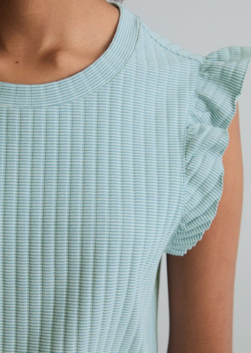Regular sleeveless flounce top — Light Blue