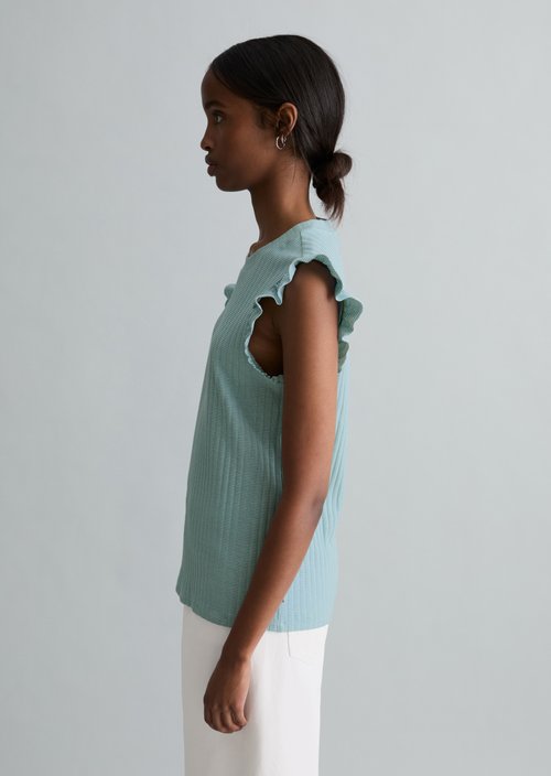 Regular sleeveless flounce top — Light Blue