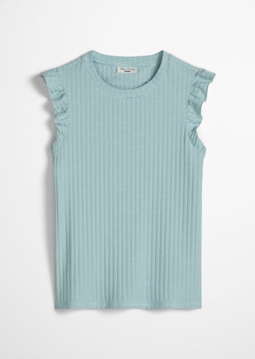 Regular sleeveless flounce top — Light Blue