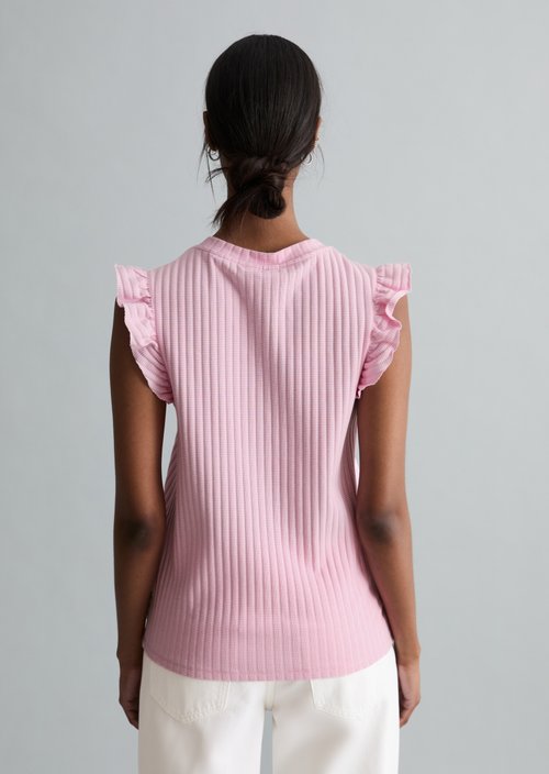 Regular sleeveless flounce top — Light Pink