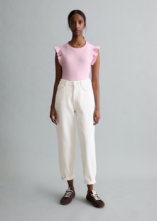Regular sleeveless flounce top — Light Pink