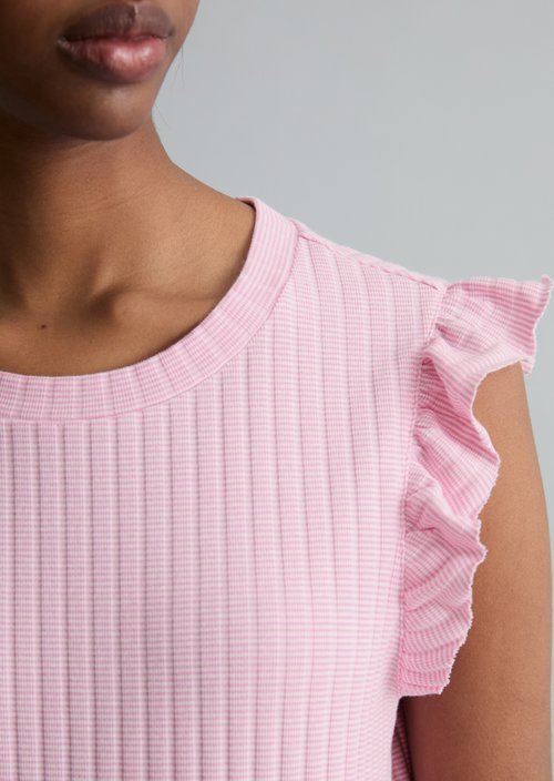 Regular sleeveless flounce top — Light Pink