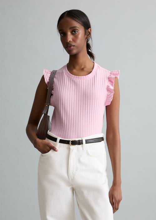 Top à volants sans manches regular Light Pink en vue de face