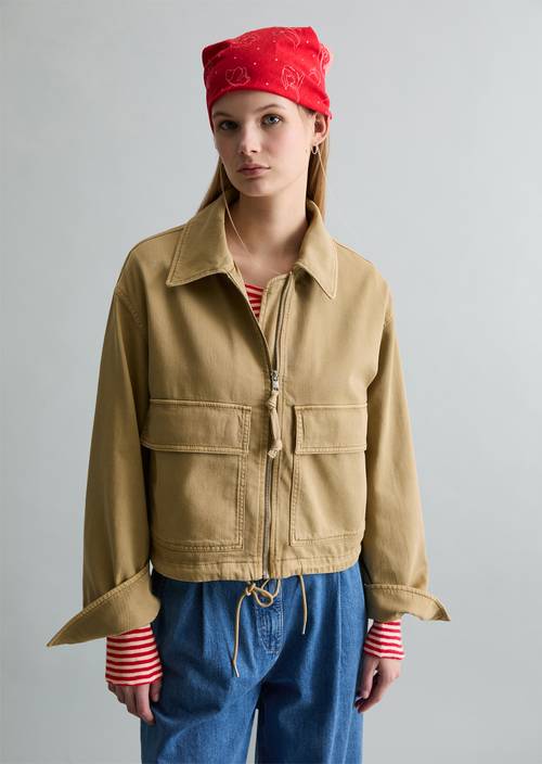 Twill jacket regular Smoky Pine in front view