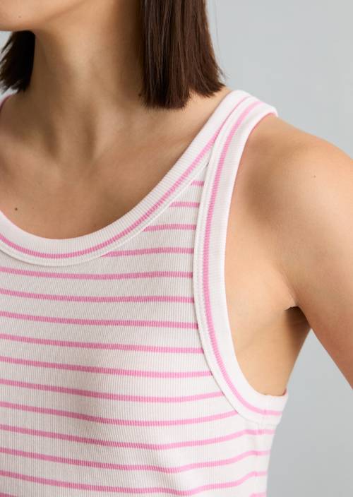 Canotta a righe slim Offwhite in vista dettagliata