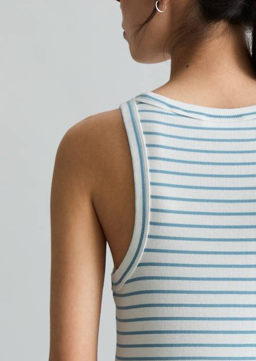 Canotta a righe slim Offwhite in vista dettagliata
