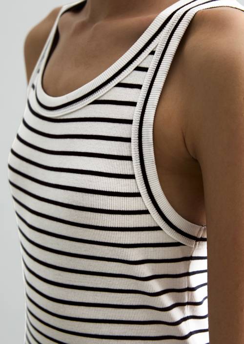 Canotta a righe slim Offwhite in vista dettagliata