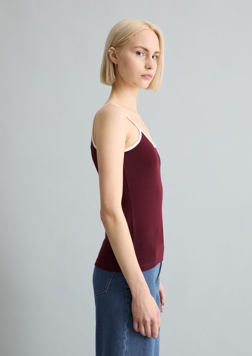 Top with structure slim — Dark Red