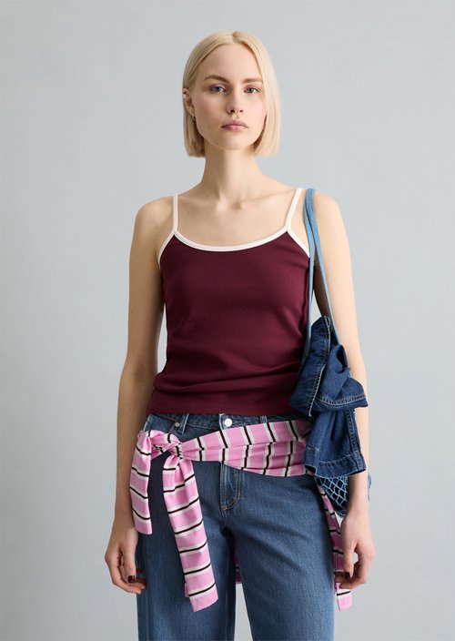 Top with structure slim — Dark Red