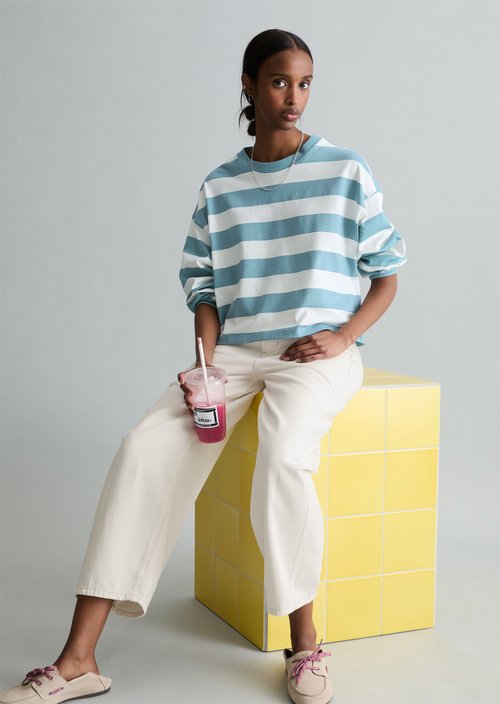 Striped longsleeve relaxed — Light Blue