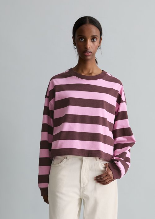 Striped longsleeve relaxed — Dark Red