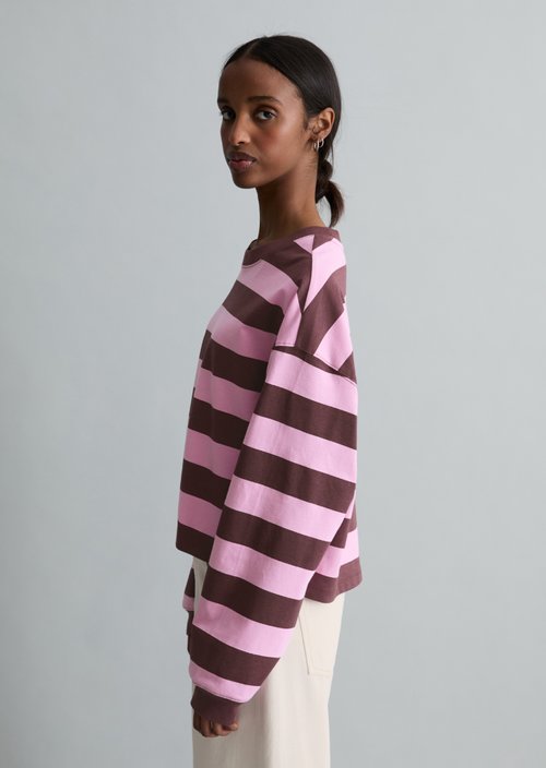 Striped longsleeve relaxed — Dark Red