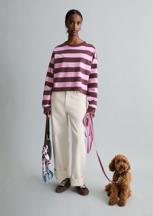 Striped longsleeve relaxed — Dark Red