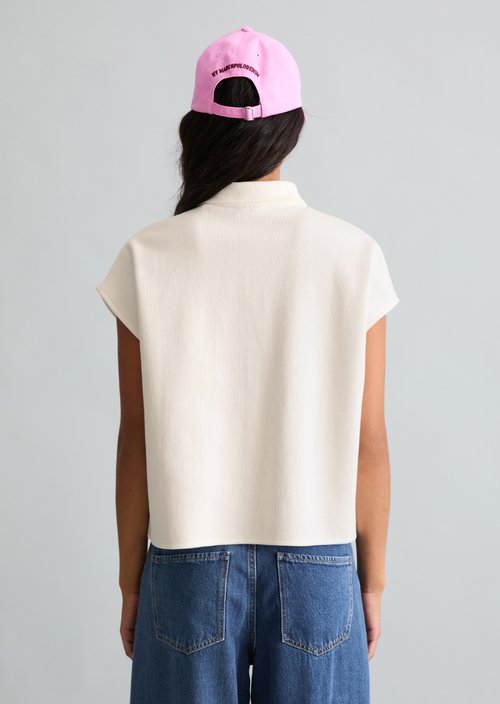 Sleeveless polo shirt wide — Silky White