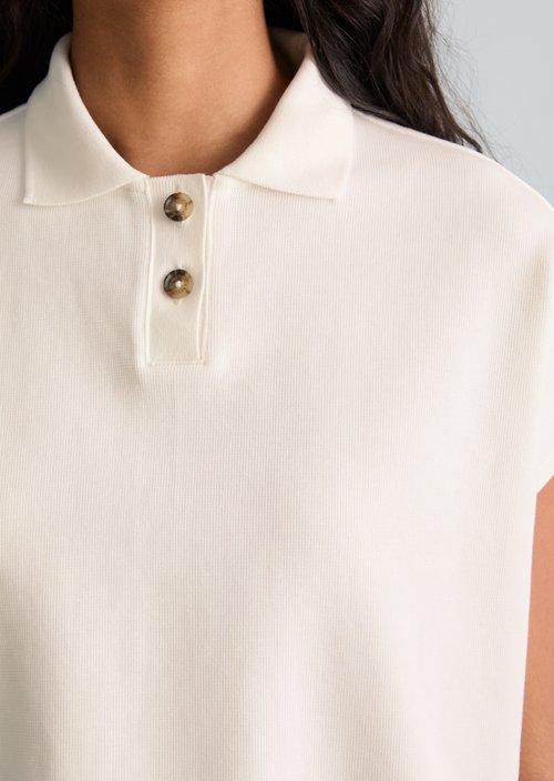 Sleeveless polo shirt wide — Silky White