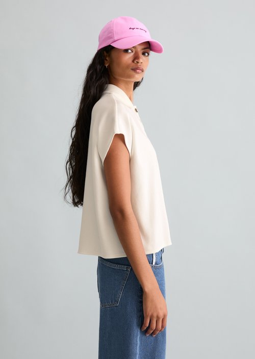 Sleeveless polo shirt wide — Silky White