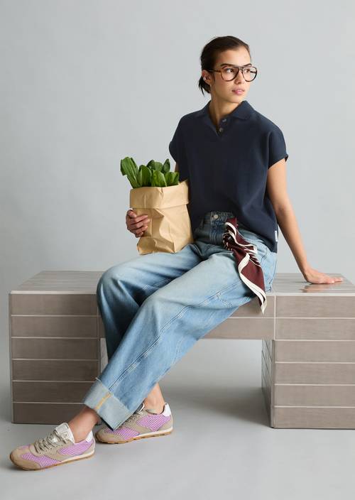 Polo sans manches wide Blue Depths en vue de face