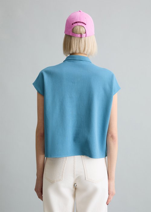 Sleeveless polo shirt wide — Blue Dawn
