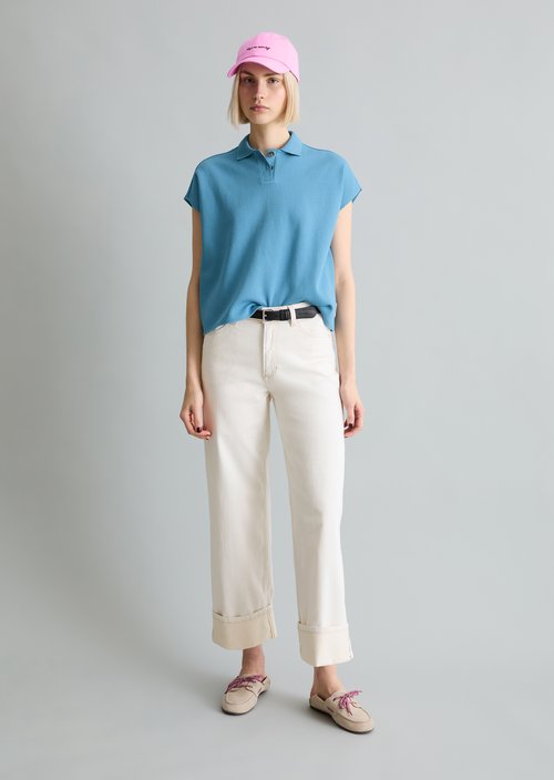 Sleeveless polo shirt wide — Blue Dawn