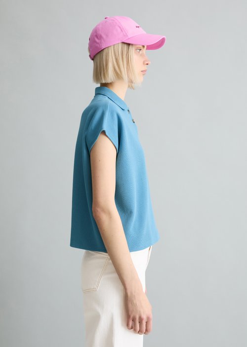 Sleeveless polo shirt wide — Blue Dawn
