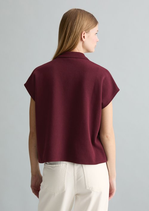 Sleeveless polo shirt wide — Merlot Red (alternate view)