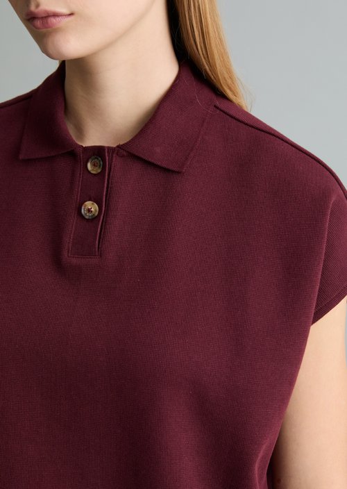 Sleeveless polo shirt wide — Merlot Red